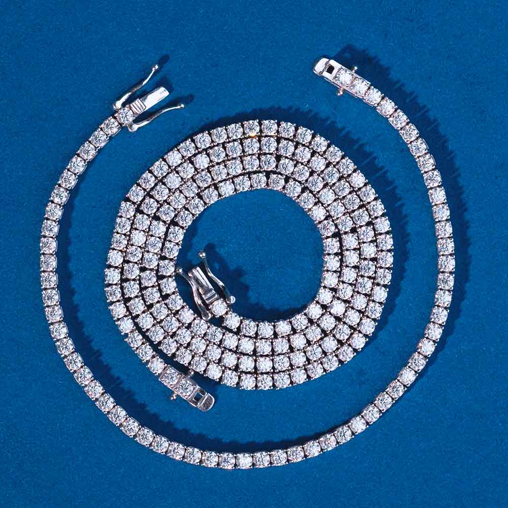S925 3mm moissanite tennis chain bracelet bundle 14k gold 1