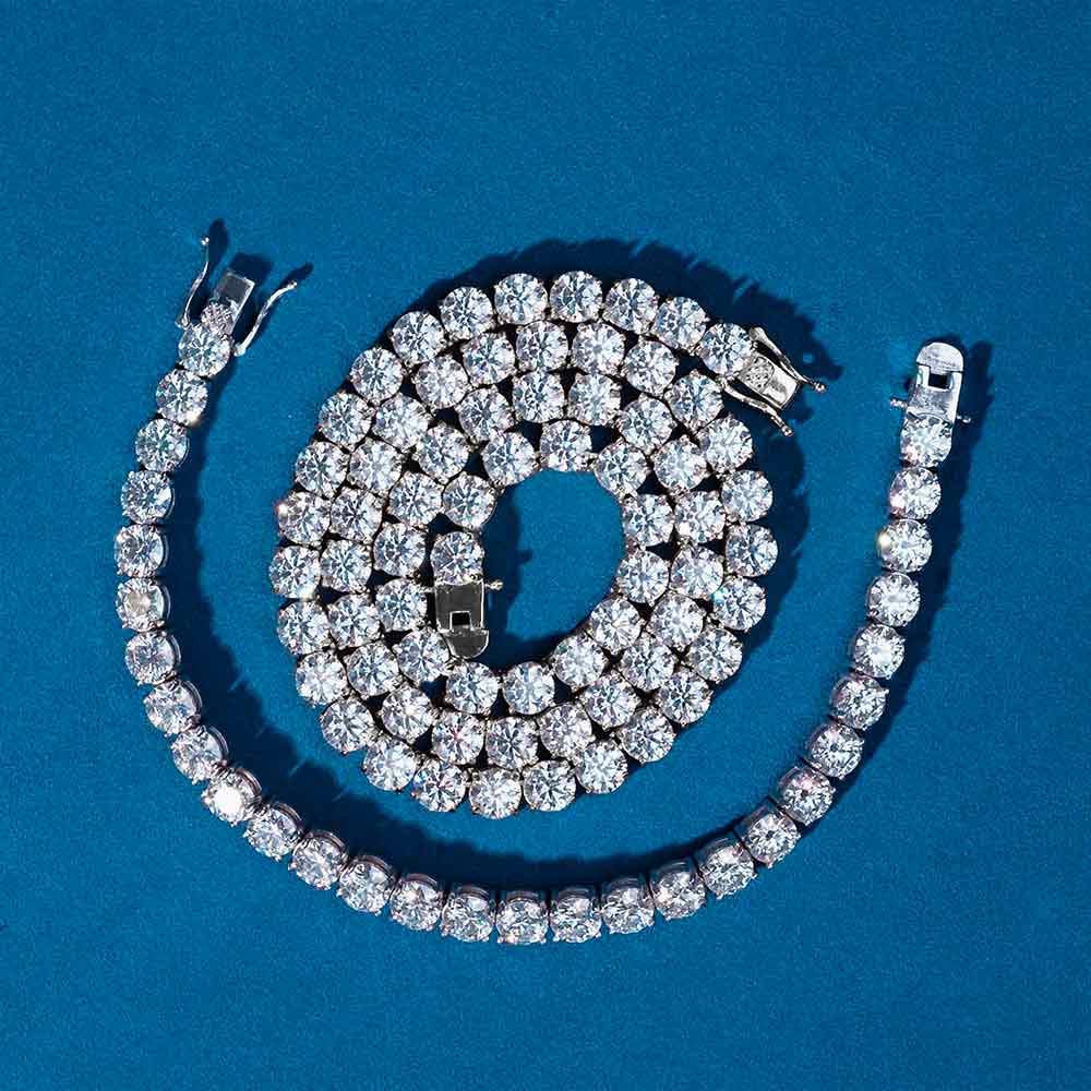 S925 6mm moissanite tennis chain bracelet bundle 14k gold 1