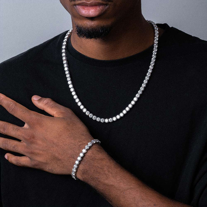 S925 6mm moissanite tennis chain bracelet bundle 14k gold model