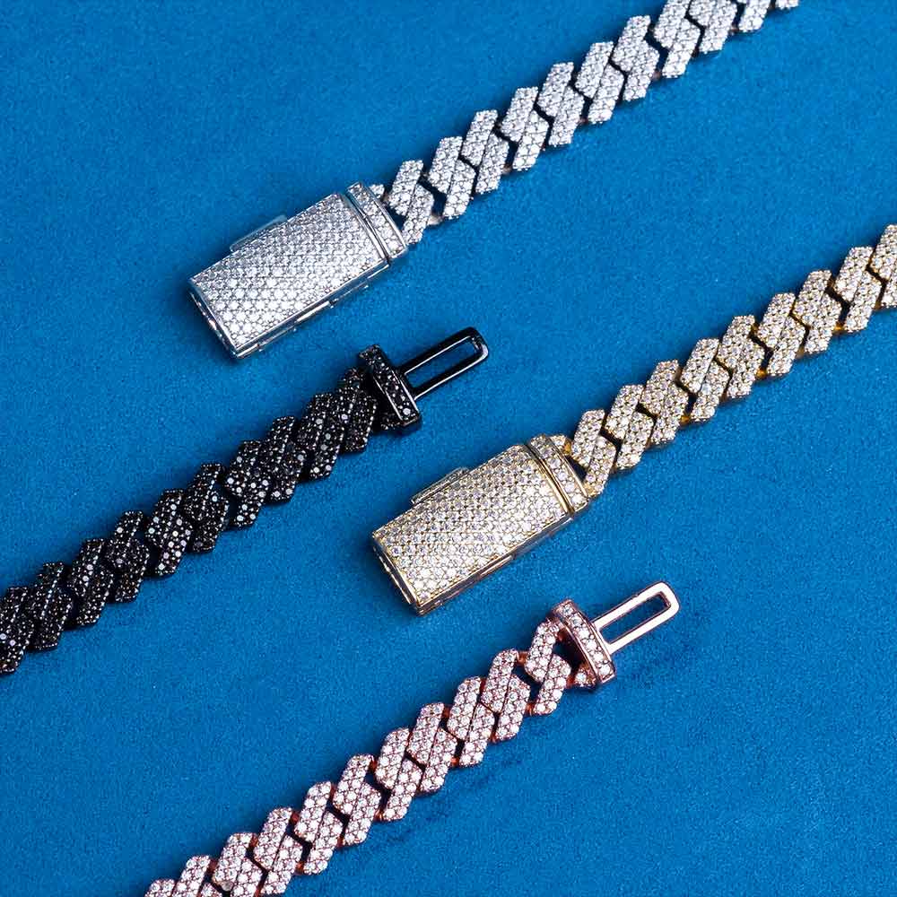 S925 Mens moissanite cuban link bracelet box clasp