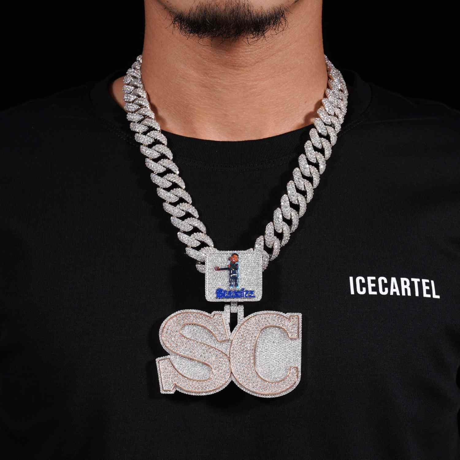 "SC" Custom Moissanite Logo Pendant 14k Gold model
