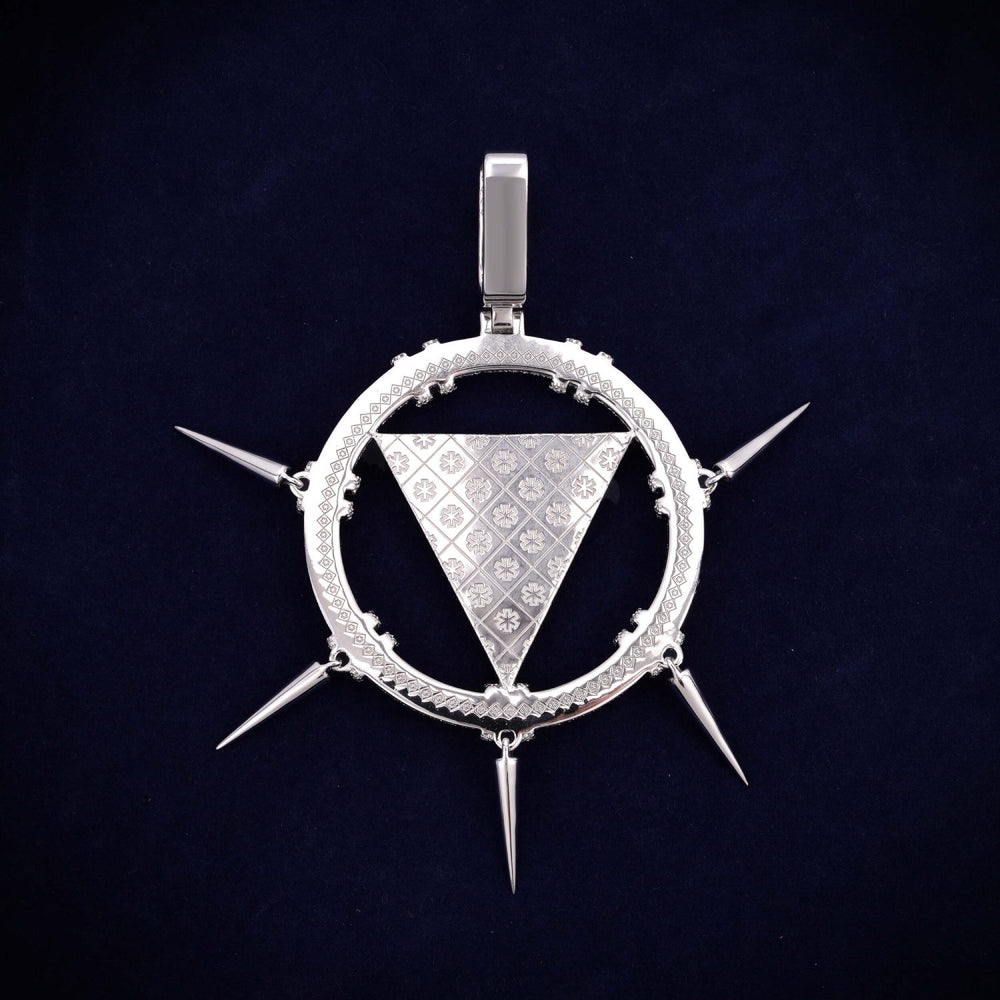 SPIKED ILLUMINATI Custom Logo Moissanite Pendant 14K Gold icecartel back