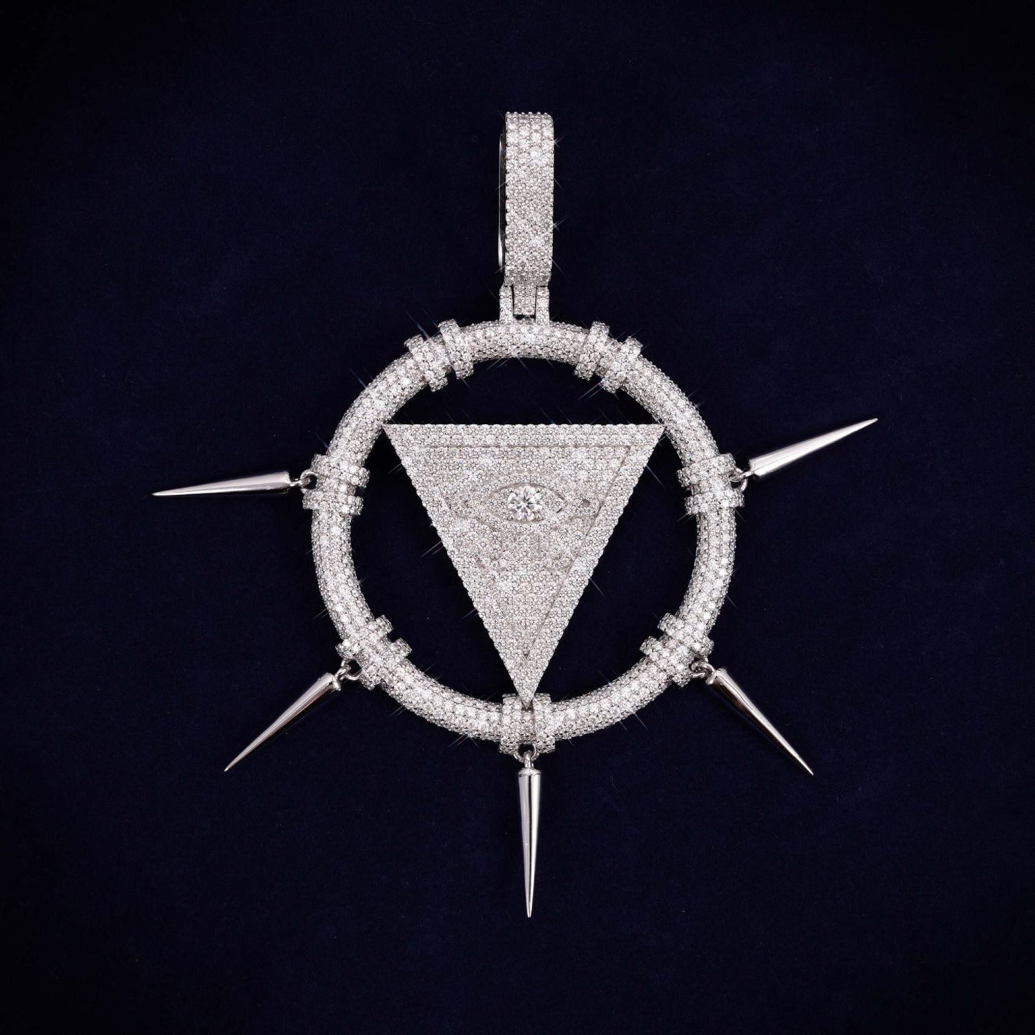 SPIKED ILLUMINATI Custom Logo Moissanite Pendant 14K Gold icecartel main