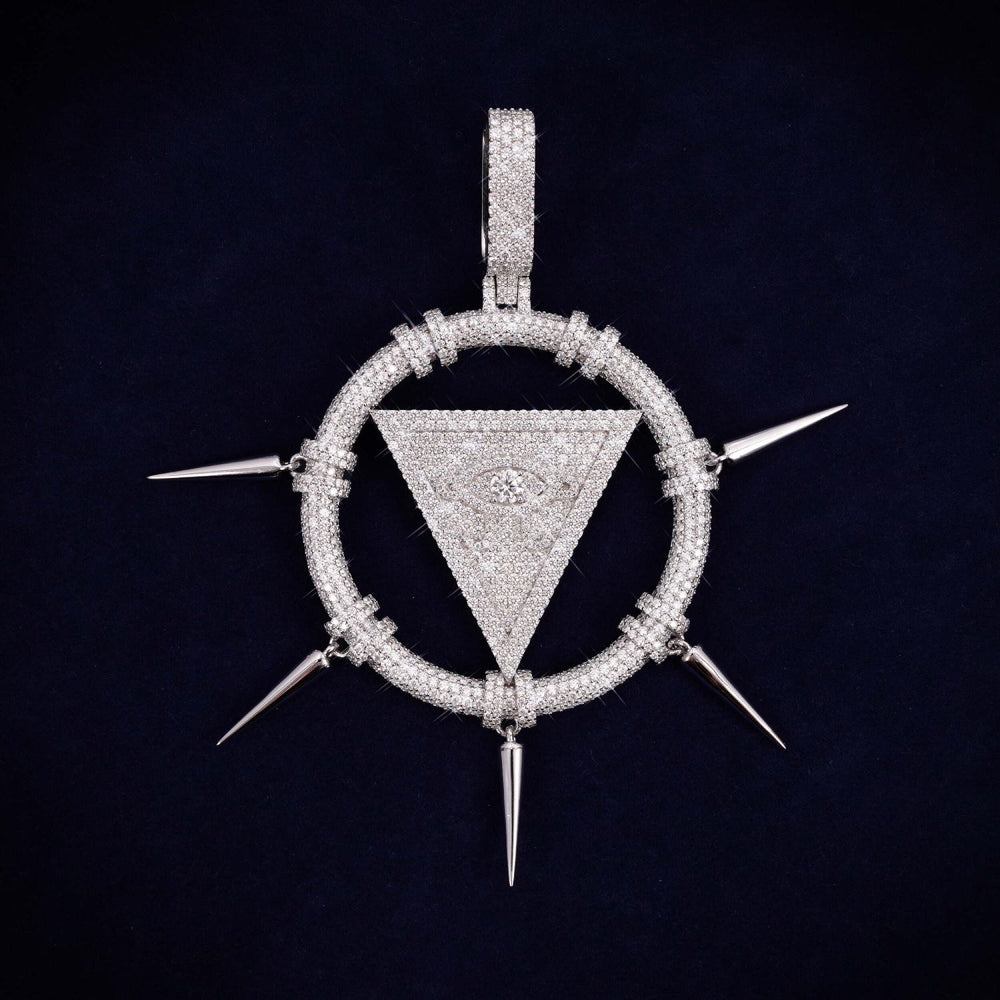 SPIKED ILLUMINATI Custom Logo Moissanite Pendant 14K Gold icecartel main