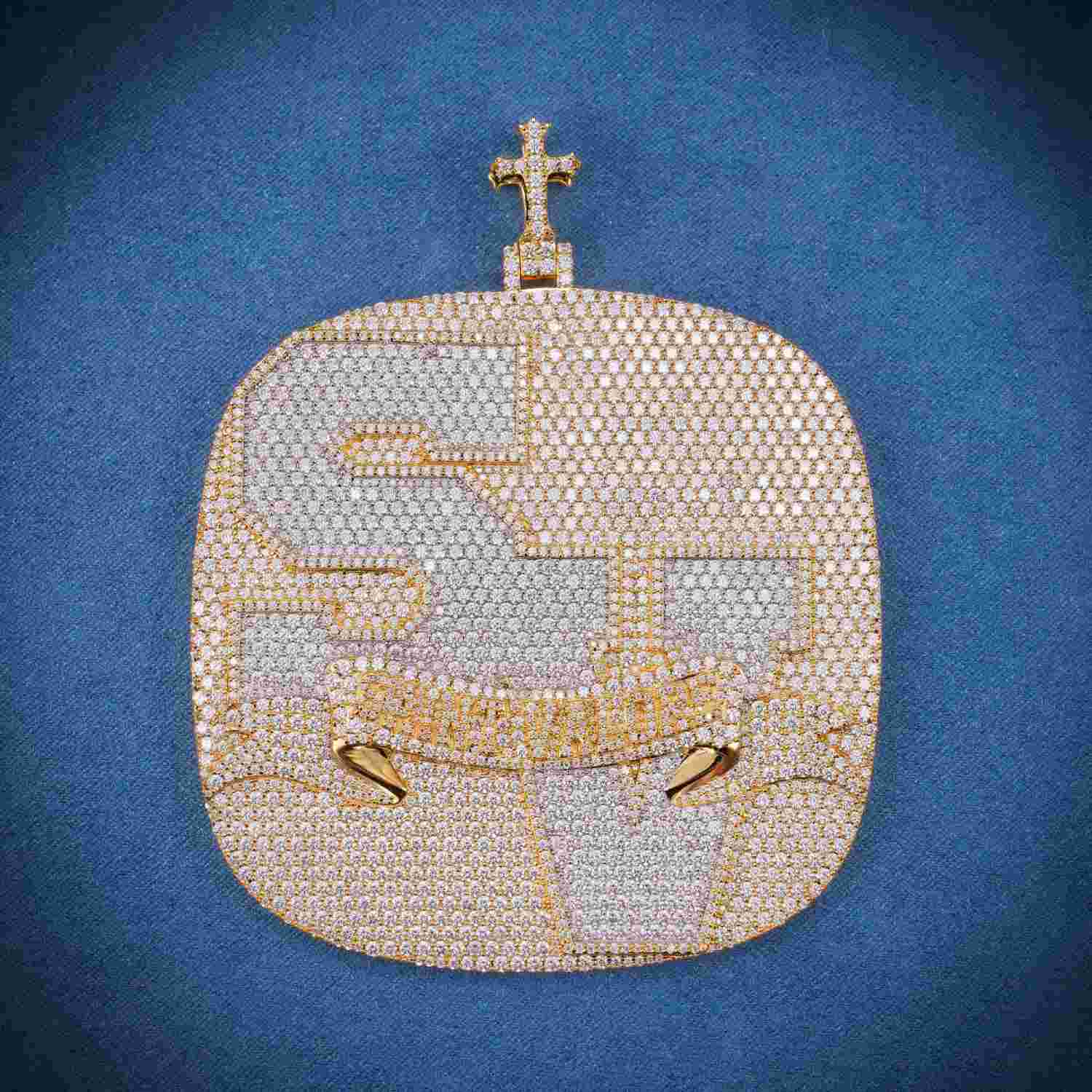 "SV" Custom Moissanite Pendant 14K Gold 1
