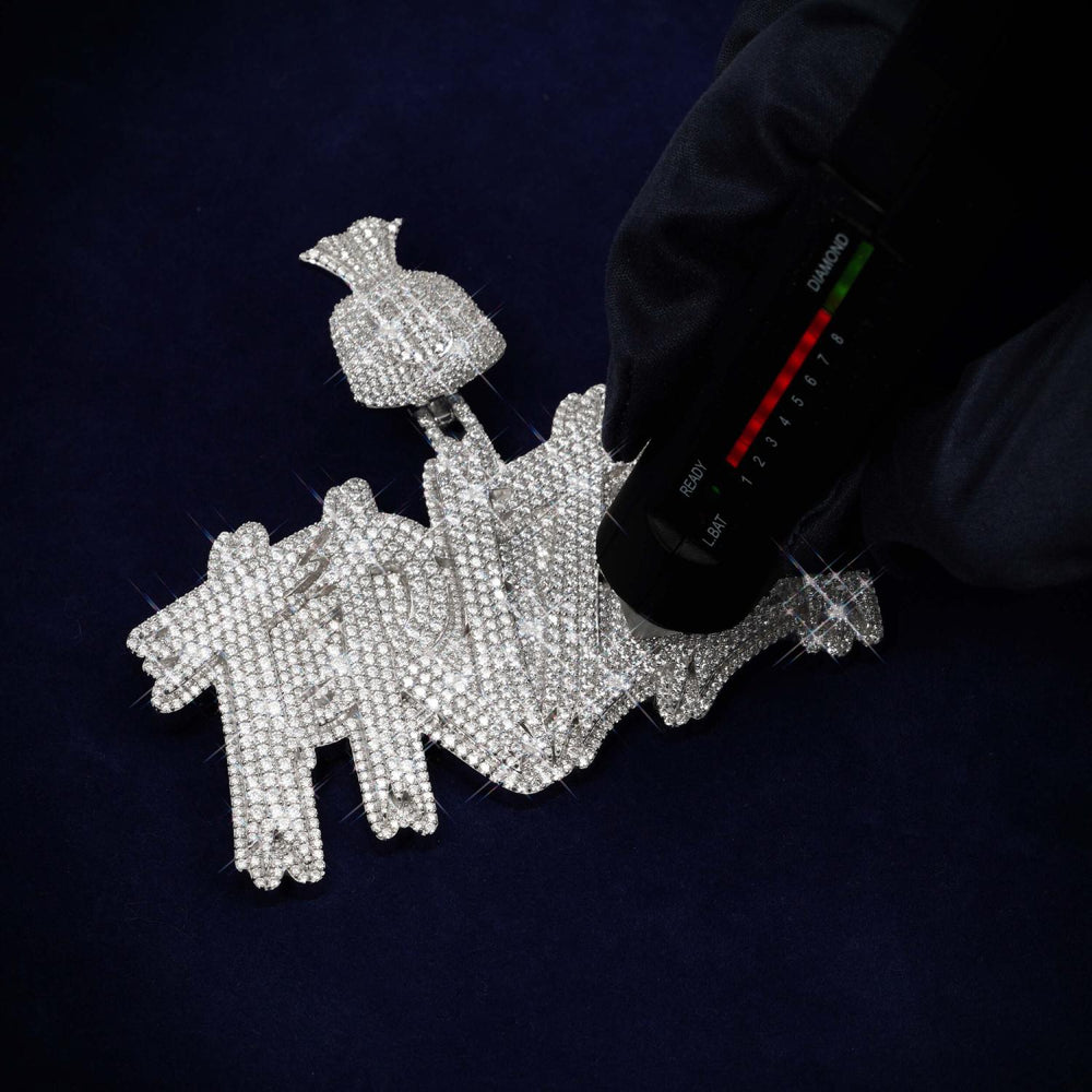 TRIZZY Custom Moissanite Pendant 14K Gold icecartel test