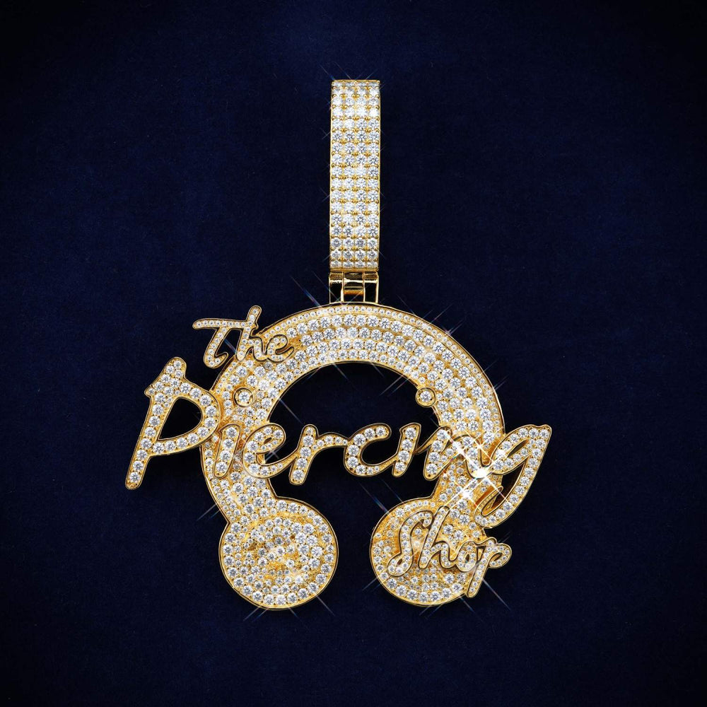 The Piercing Shop Custom Logo Moissanite Pendant 14K Gold icecartel main