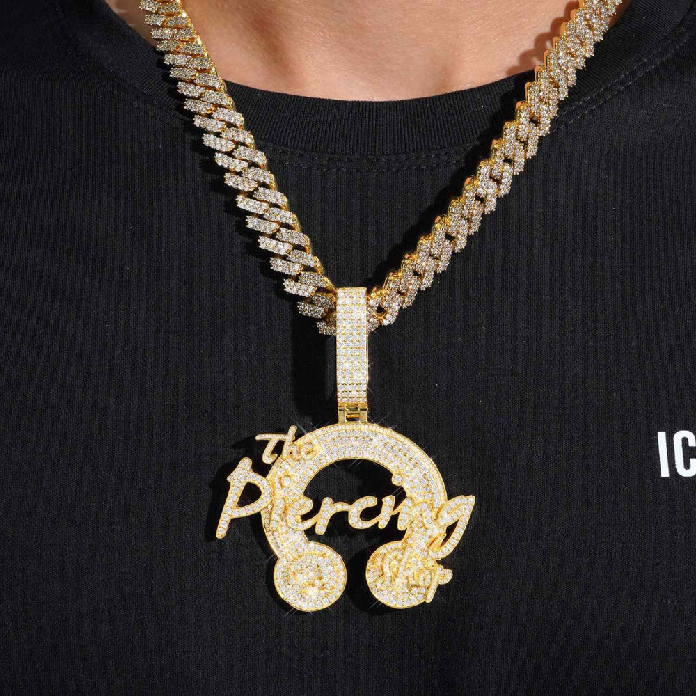 The Piercing Shop Custom Logo Moissanite Pendant 14K Gold icecartel model