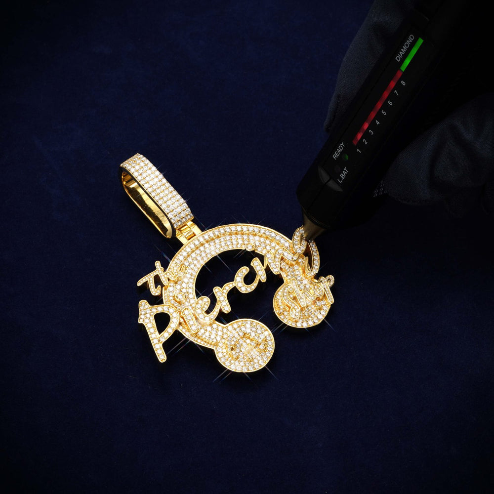 The Piercing Shop Custom Logo Moissanite Pendant 14K Gold icecartel test
