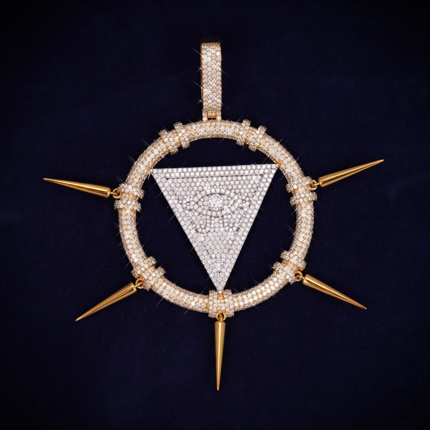 "Triangle Eye" Custom Moissanite Pendant 14K Gold 1