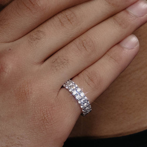 VVS 2 Row Iced Band Ring 14K Gold model icecartel1