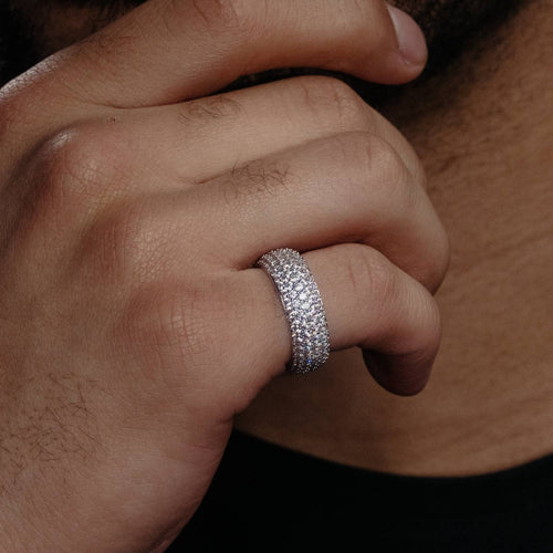 VVS 5 Row Iced Band Ring 14K Gold1