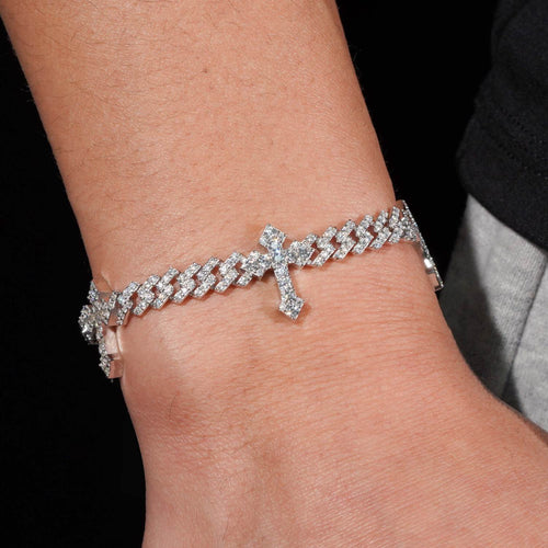 VVS Cross Cuban Link Bracelet 14K Gold model icecartel1