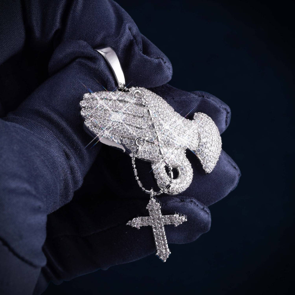 VVS Praying Hands Pendant 14K Gold hand icecartel