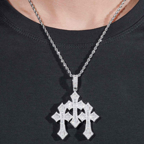 VVS Triple Cross Pendant 14K Gold model icecartel1