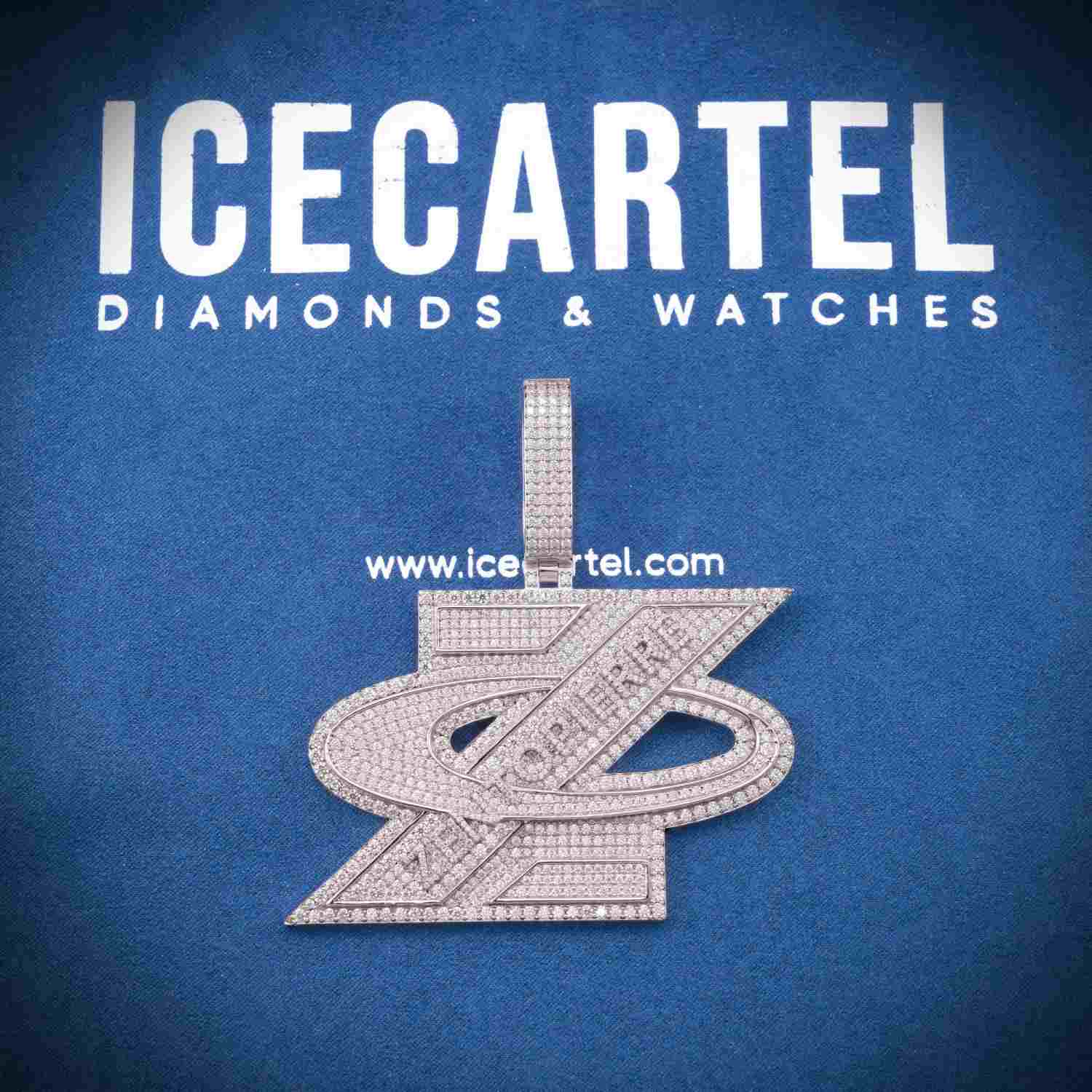 "Z" Custom Moissanite Pendant 14K White Gold icecartel