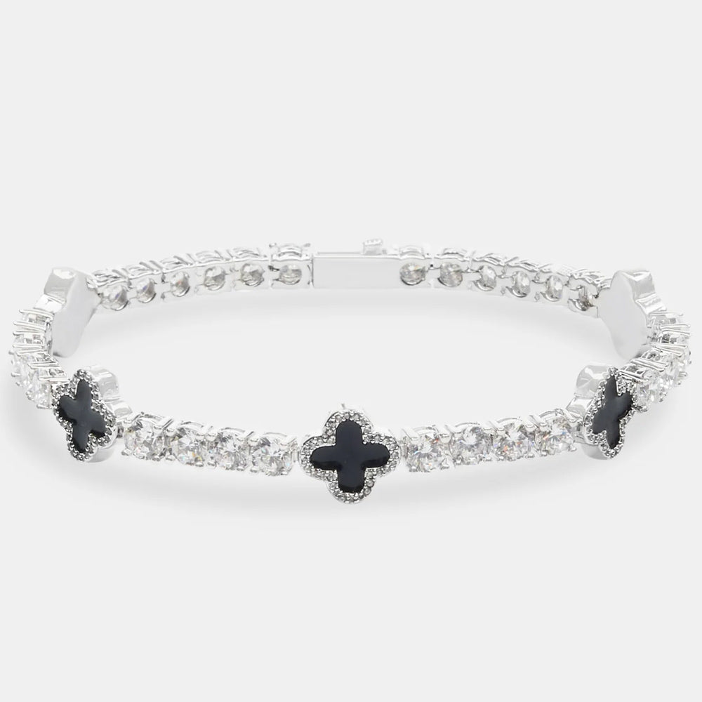 agate 5mm moissanite tennis bracelet 14k white gold