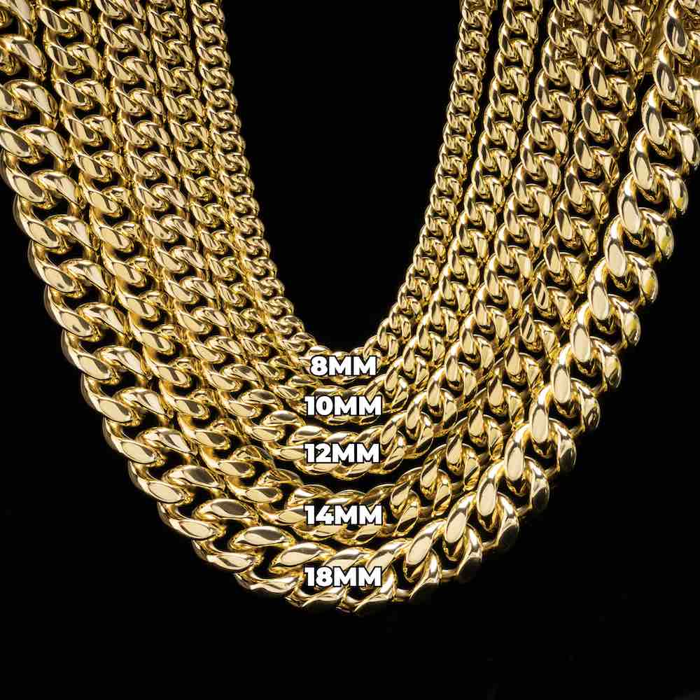 all plain cuban link chain sizes