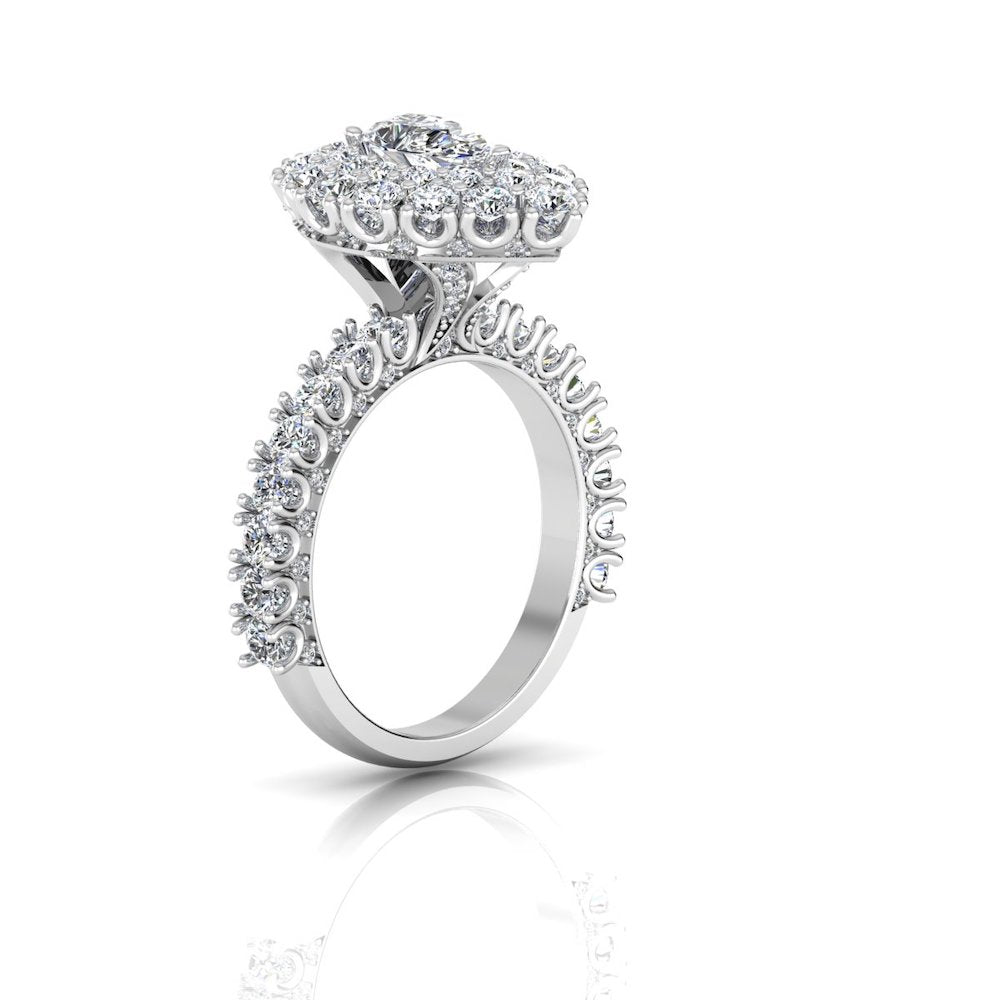 Antique Style Pear Top And Side Halo Moissanite Engagement Ring side 2