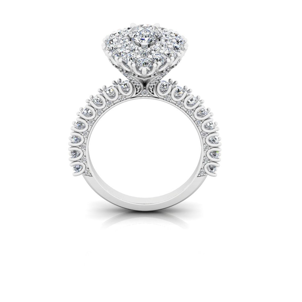 Antique Style Pear Top And Side Halo Moissanite Engagement Ring side