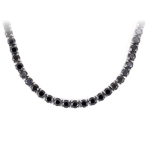 Black Diamond Tennis Chain 14K Solid White Gold