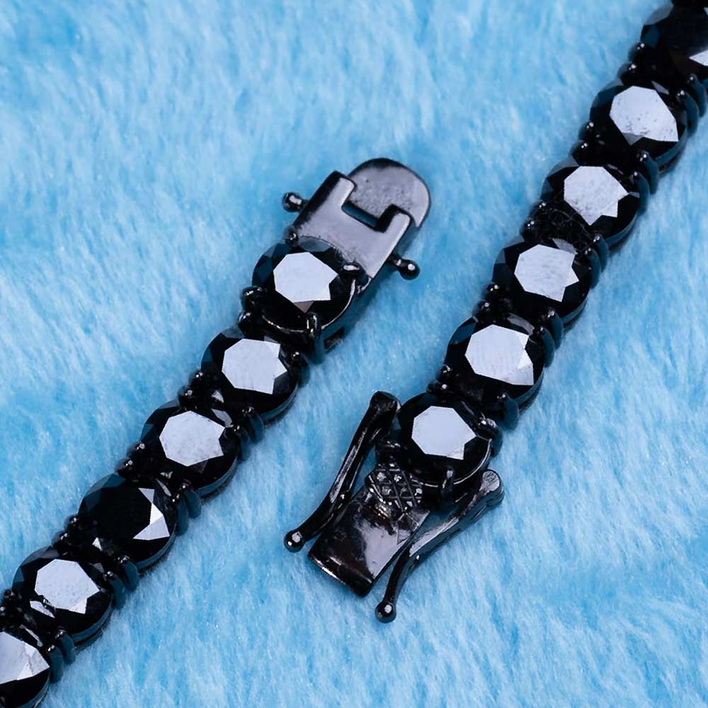 black moissanite tennis chain clasp