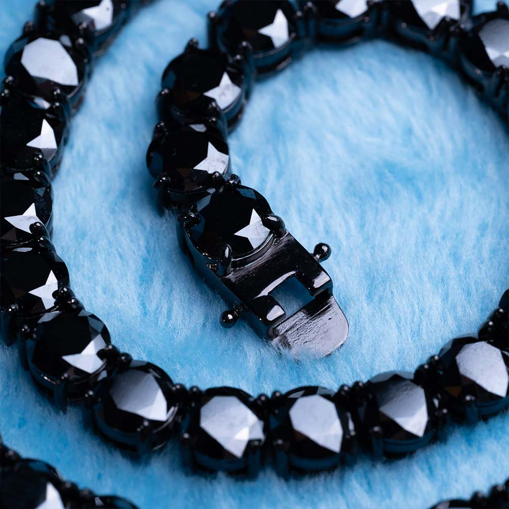 black moissanite tennis chain lobster clasp