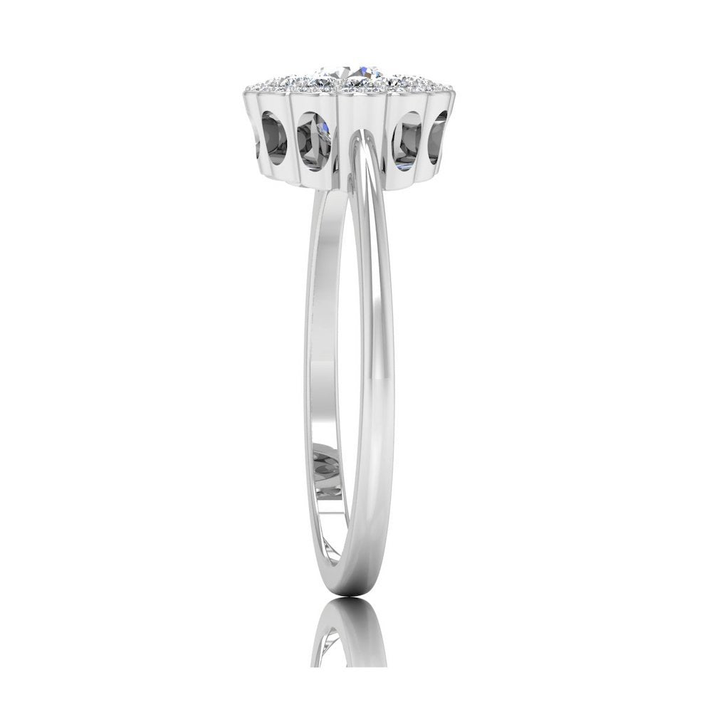 Brilliant Cut Floral Halo Petite Moissanite Engagement Ring edge