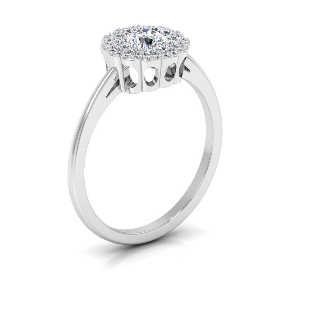 Brilliant Cut Floral Halo Petite Moissanite Engagement Ring side 2