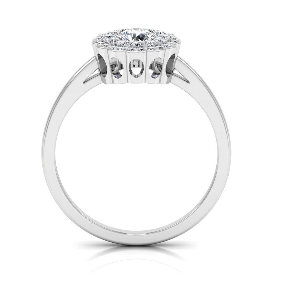 Brilliant Cut Floral Halo Petite Moissanite Engagement Ring side