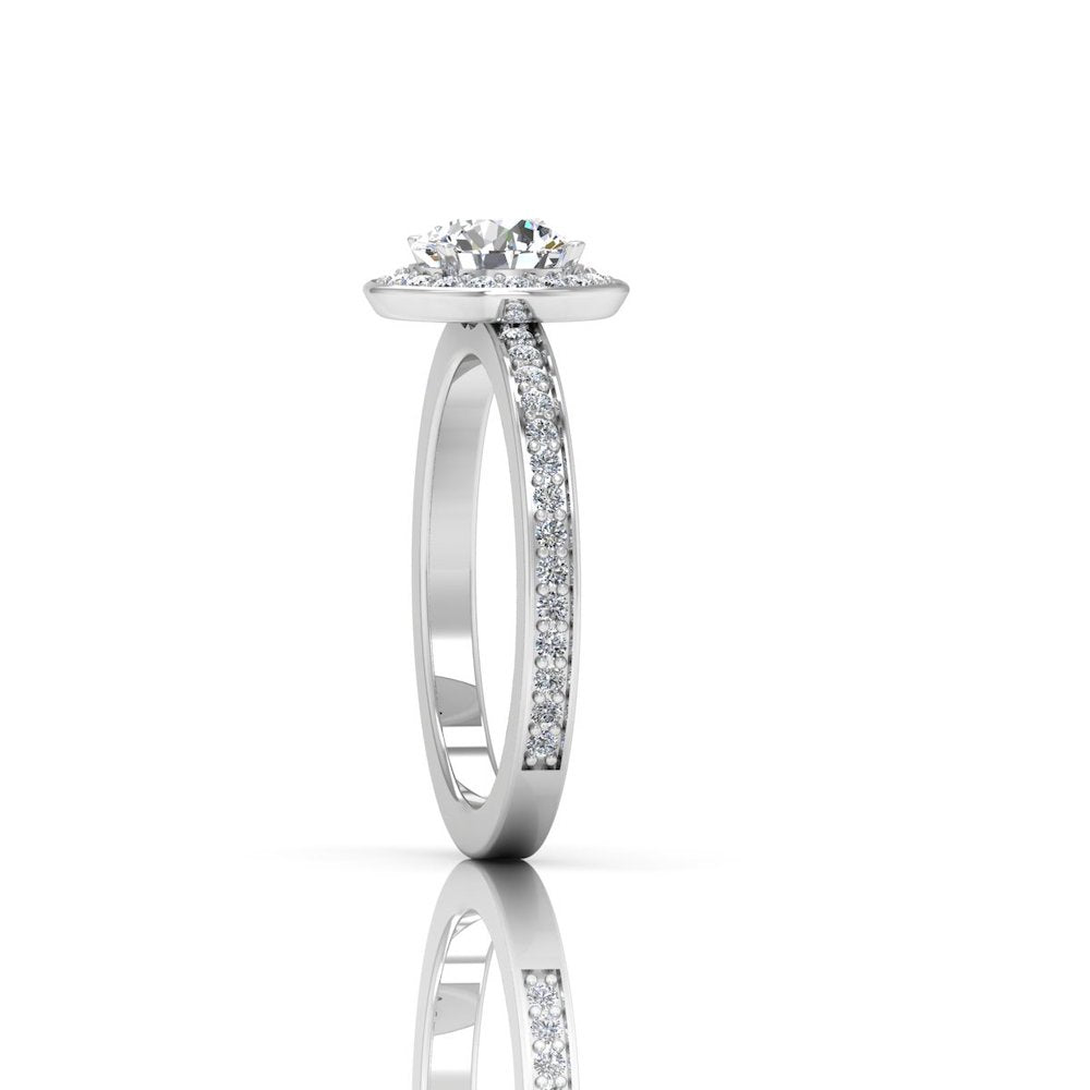 Brilliant Cut Halo Channel Set Moissanite Engagement Ring edge