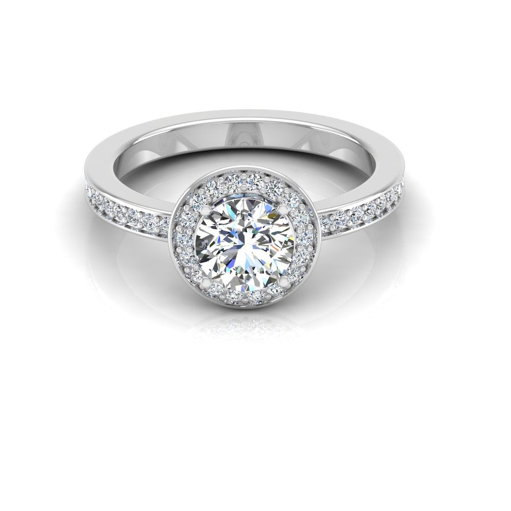 Brilliant Cut Halo Channel Set Moissanite Engagement Ring front