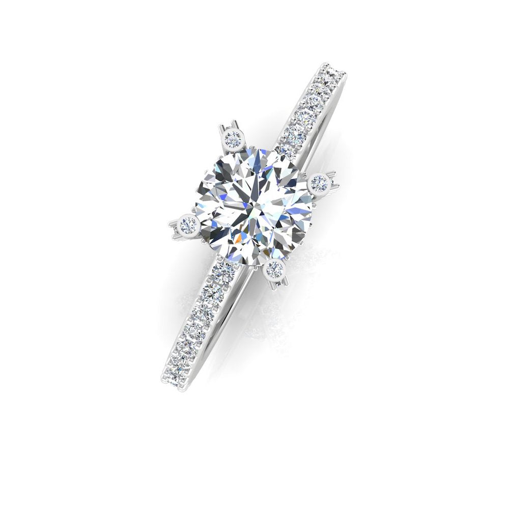 Brilliant Cut Prong & Bezel Moissanite Engagement Ring top