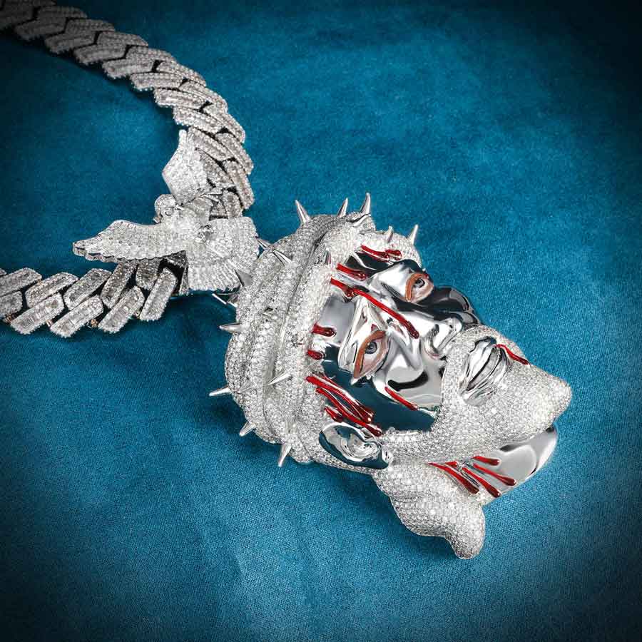 chain bloody enamel moissanite jesus pendant icecartel