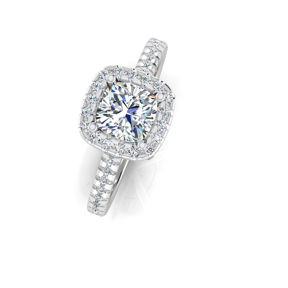 Cushion Halo Moissanite Engagement Ring top