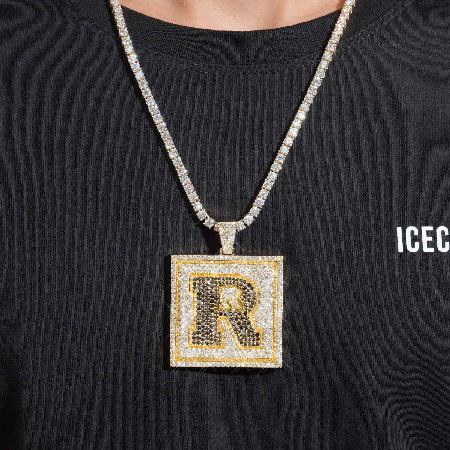 custom black moissanite r pendant icecartel model
