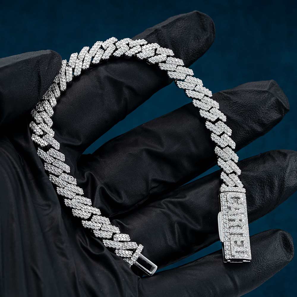 custom clasp 8mm moissanite cuban link bracelet hand