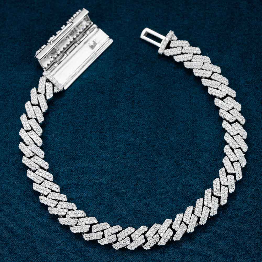 custom clasp 8mm moissanite cuban link bracelet real