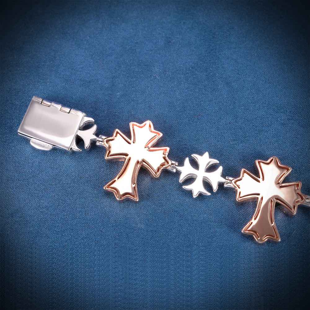 Custom Iced Out Cross Bracelet 14K Gold Backside