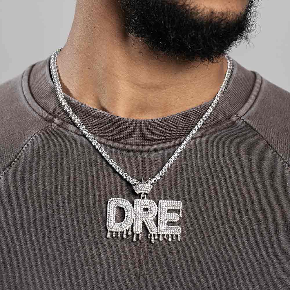 custom drippy letters crown pendant model