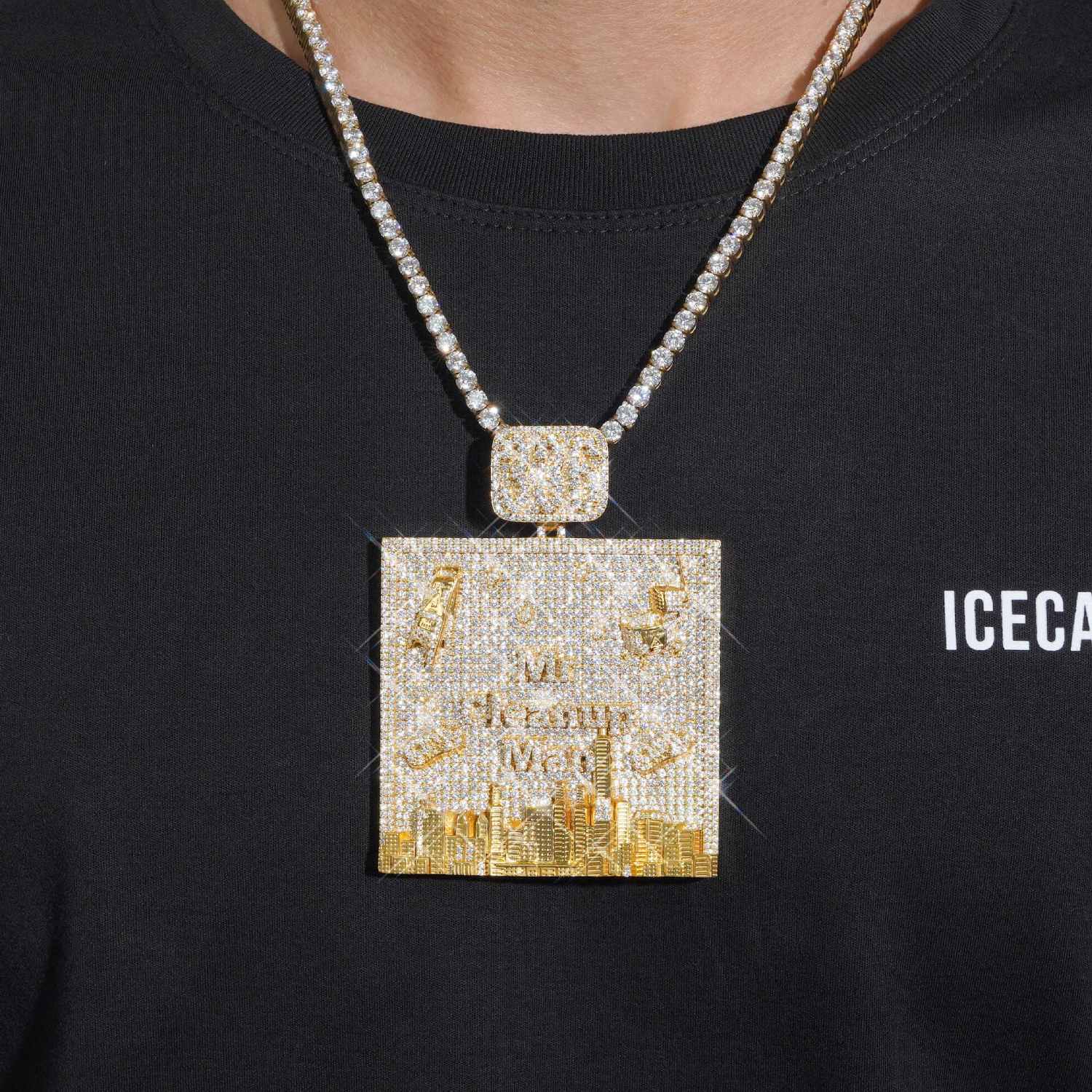 custom moissanite city pendant 14k gold icecartel model