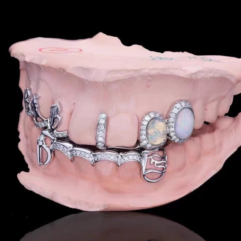 Custom Moissanite Opal Grillz