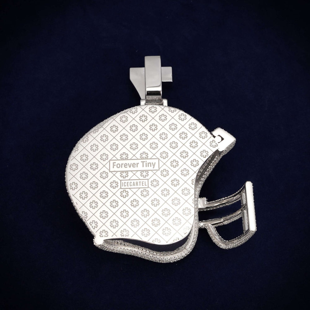 custom moissanite steelers helmet logo pendant 14k gold back