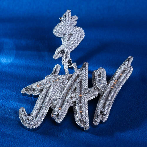 custom vvs moissanite name letter pendant 14k white gold 17 min