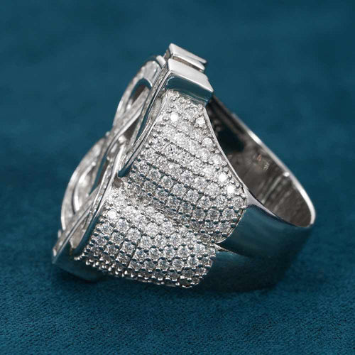 Dollar Sign Moissanite Baguette Ring 14k Gold