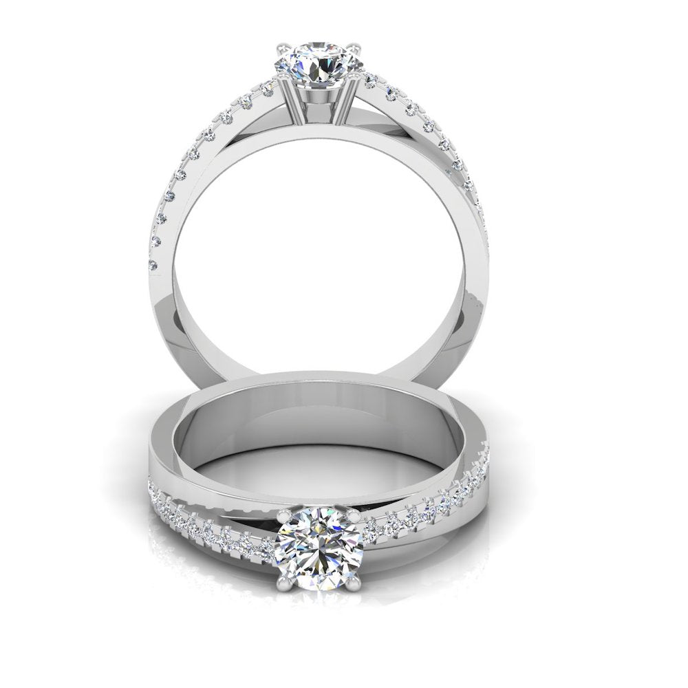 Double Layer Brilliant Cut Moissanite Engagement Ring edge 2