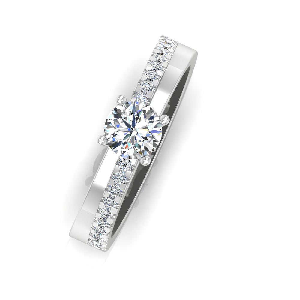 Double Layer Brilliant Cut Moissanite Engagement Ring top