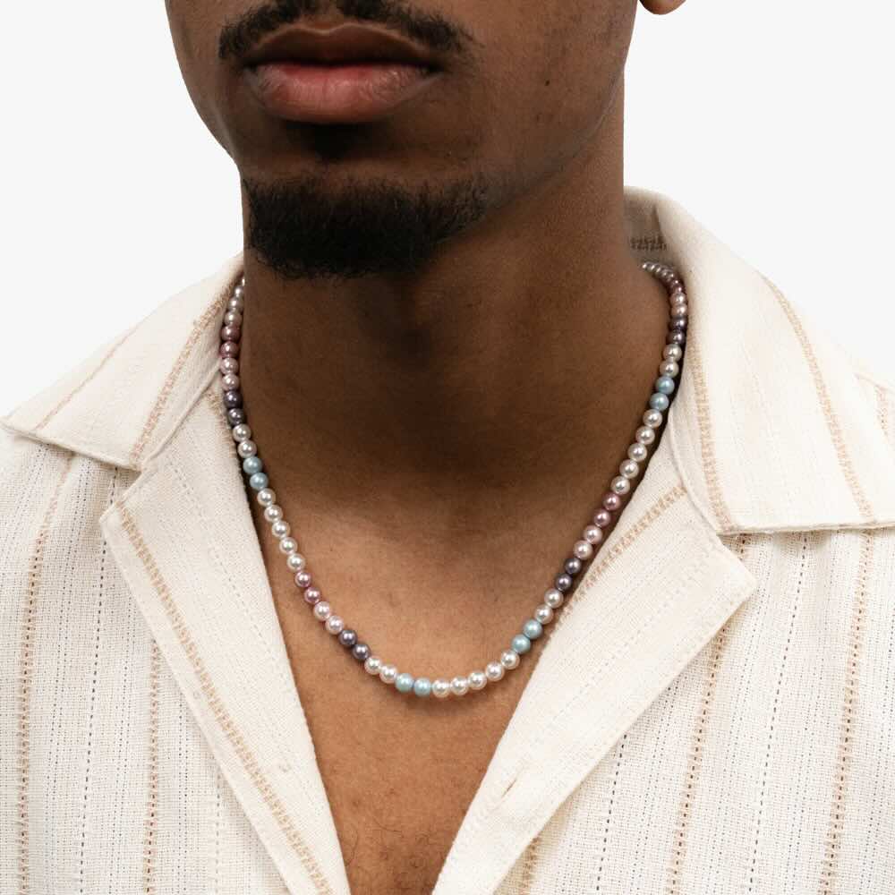 double row colorful pearl necklace model