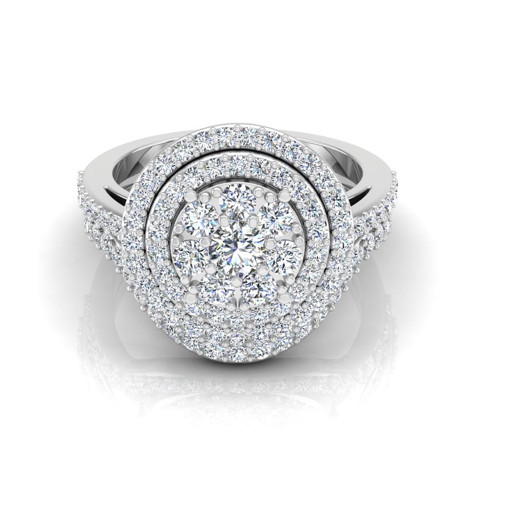 Dual Split Shank Moissanite Dome Engagement Ring front