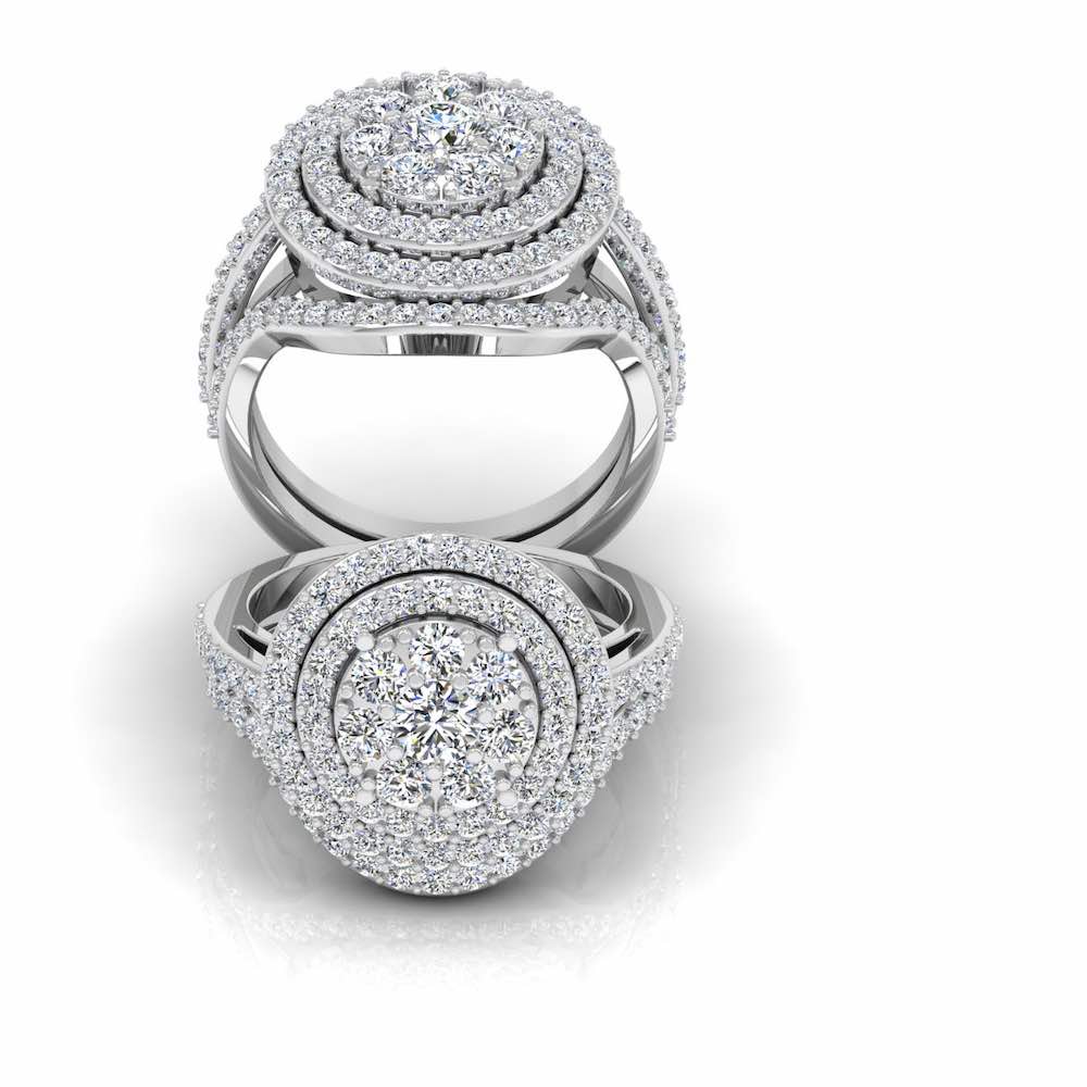 Dual Split Shank Moissanite Dome Engagement Ring set